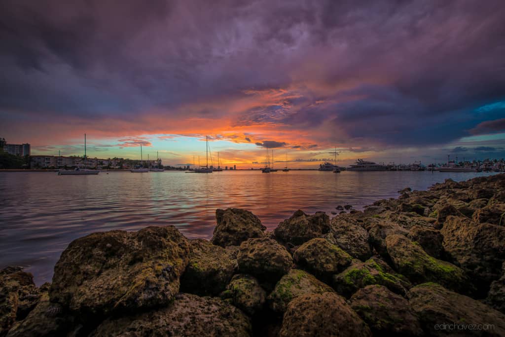 Sunset from Maurice Gibb Memorial Park in Miami Beach