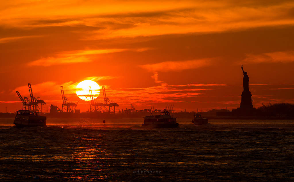 Statue of Liberty during sunset