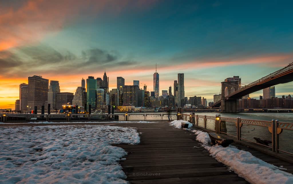 NYC at sunset shot from Brooklyn