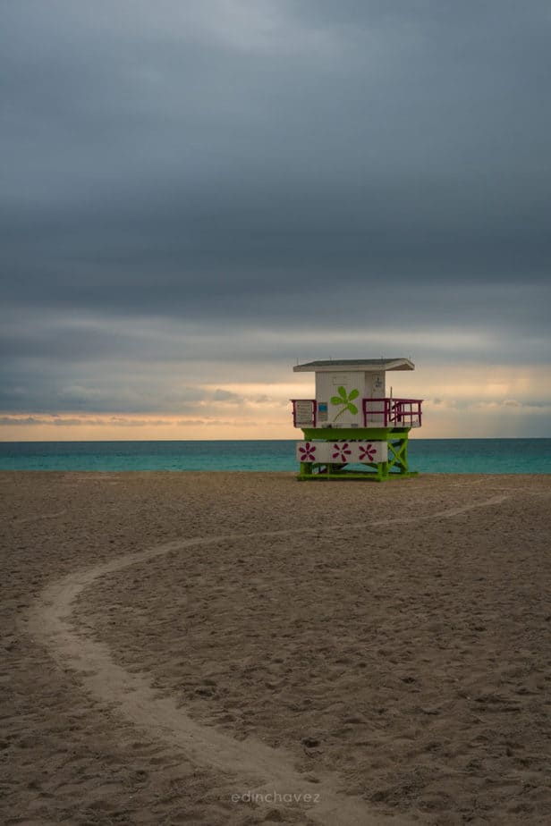 Miami Beach on a dark rainy day