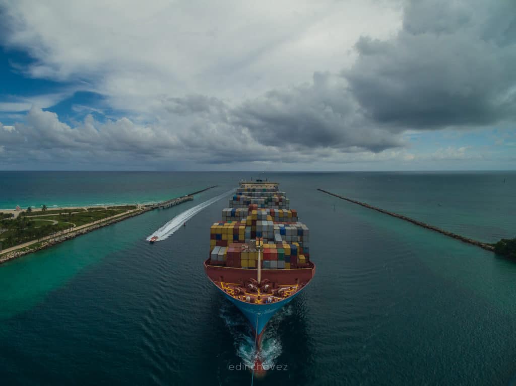 Cargo Ship Coming Into Port
