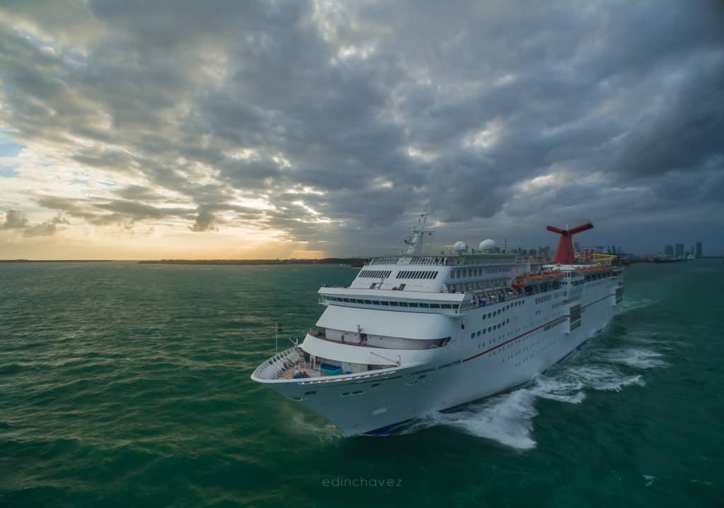 Carnival Sensation out to Sea at Sunset