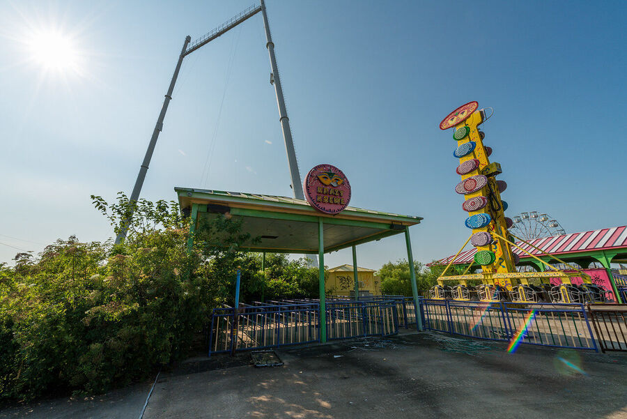 Fine art urban decay print of Six Flags New Orleans, Louisiana — a Katrina-era ruin where nature and forgotten infrastructure have merged