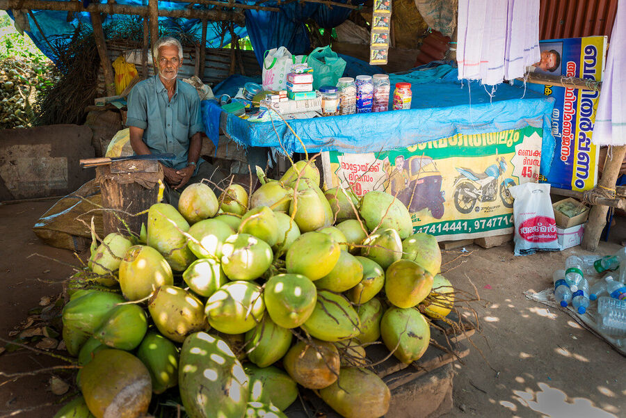 Fine art documentary photograph of a craftsman at work in an Indian market, deep concentration visible in the quality of the available light